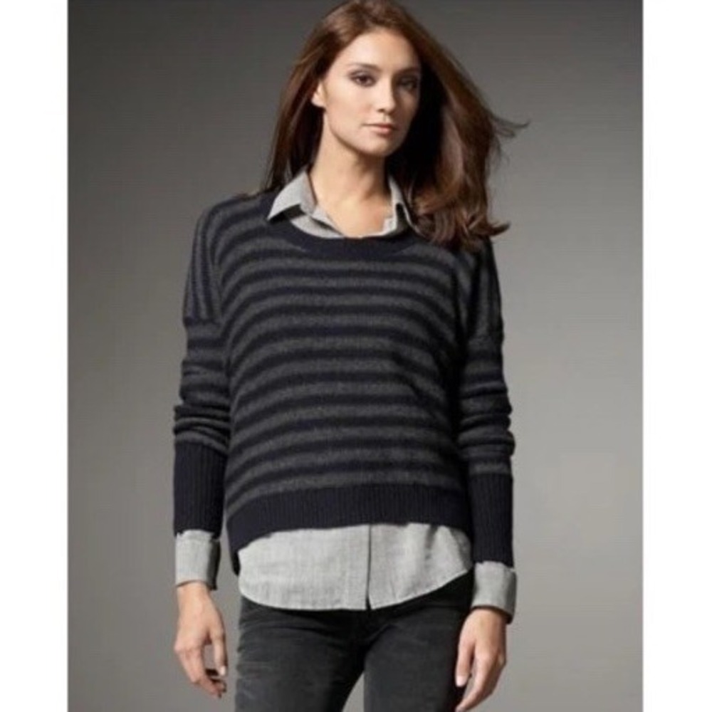 Vince Merino Wool Camel Hair Oversized Striped Sweater Women's Large